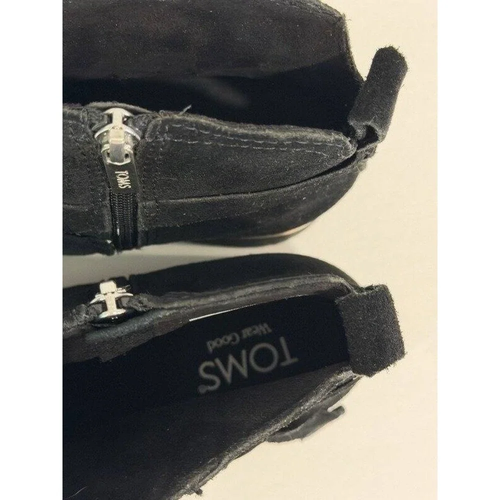 Toms Womens Black Marlow Boots Water Repellent Wedge 1.5